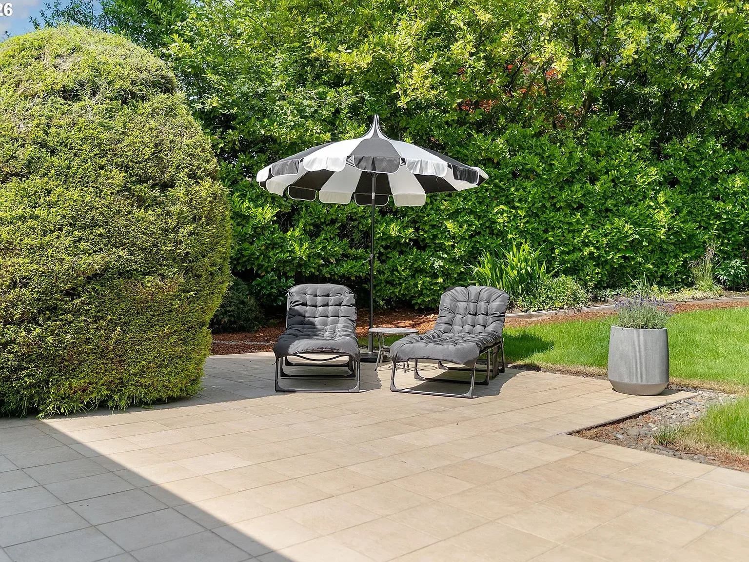 Backyard patio staged for a showing