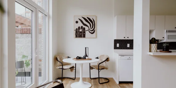 Bright white dining nook